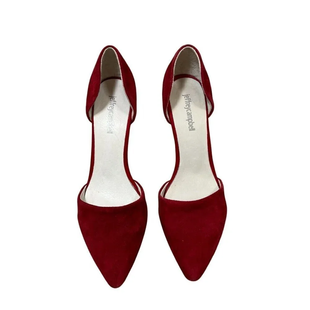 Jeffrey Campbell D'orsay High Heels Pumps Size 8 Red Suede Event Valentines Day